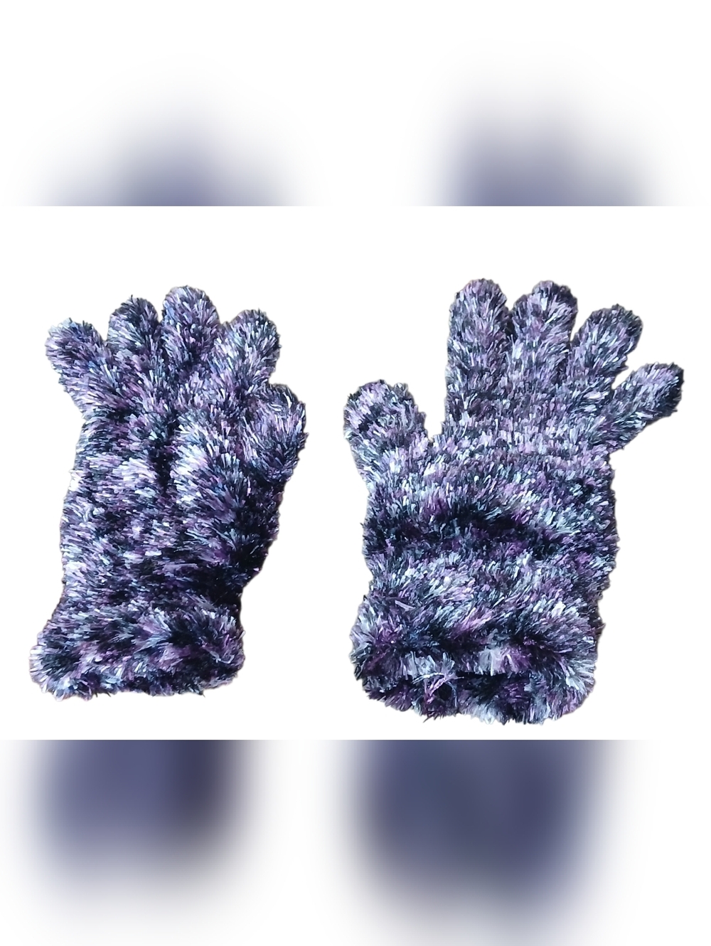 Cozy Plush Knit Gloves in Purple Mix